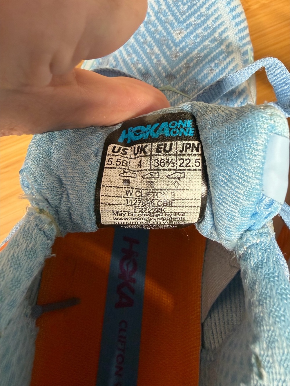 HOKA Clifton 9 Women's Athletic Sneakers Trainers Running Blue & Orange US 5.5 B - Picture 3 of 8